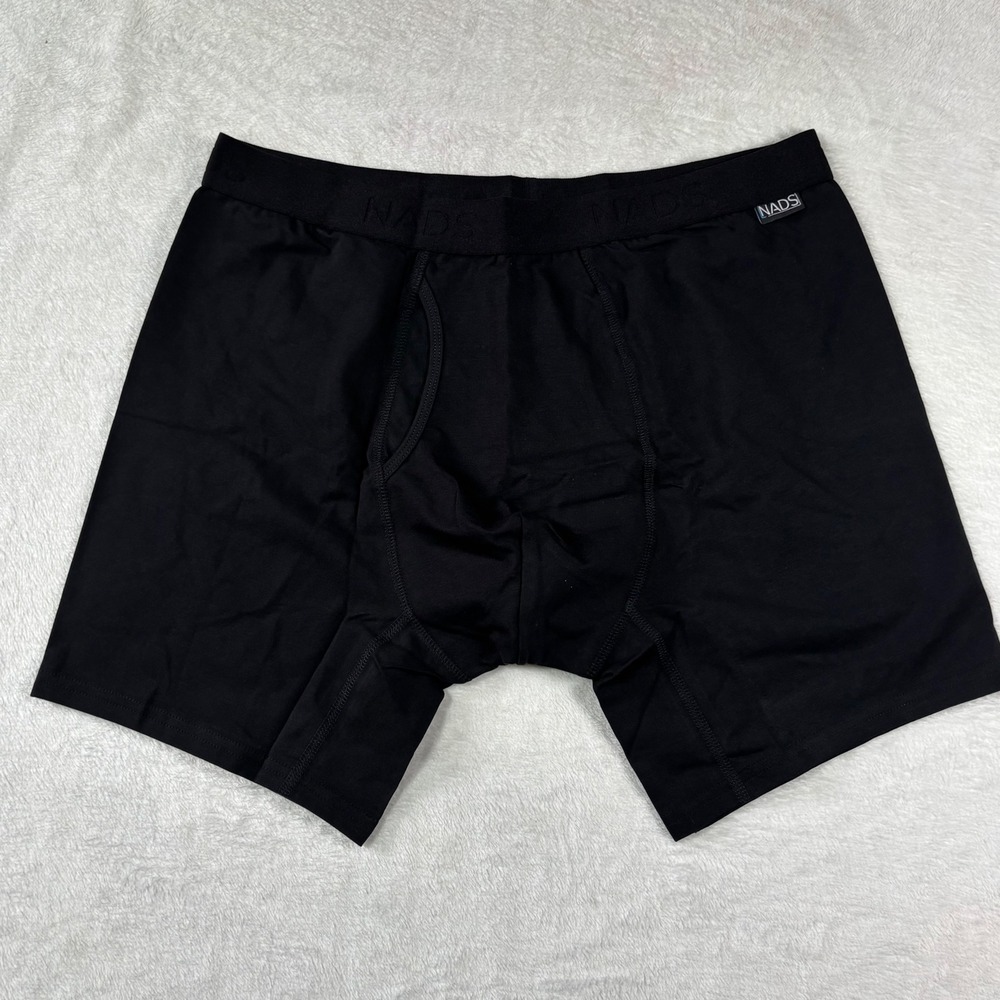 NADS Organic Boxer Briefs Mens XL Black Cotton Stretch Underwear XL RN 167693